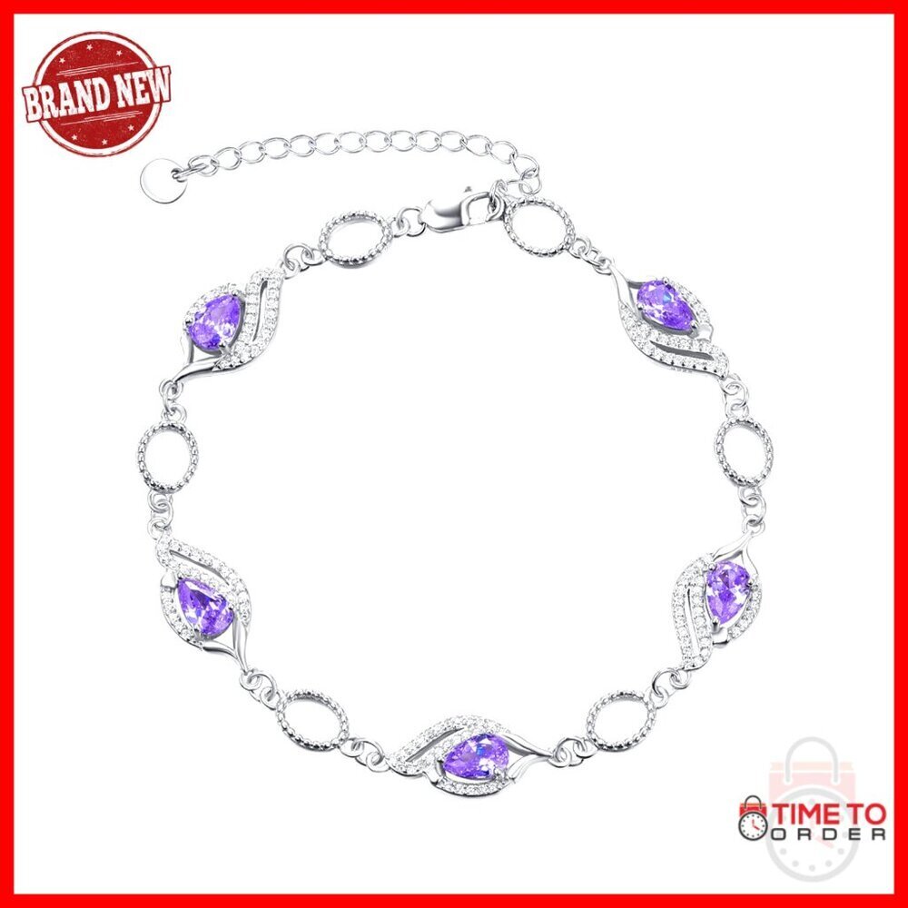 Sterling Silver Birthstone Bracelet Adjustable Link Chain Minimal Chic Jewelry